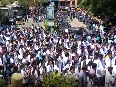 Junior doctors protest in Hyderabad, want law for safety
