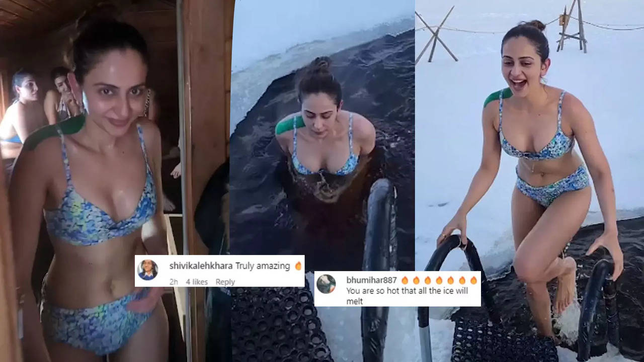 Rakul Preet Singh takes a dip in freezing water at -15 degrees wearing a blue floral bikini; fans say You are so hot that all the ice will melt Hindi Movie