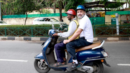 Rahul Gandhi takes scooter ride with delivery boy in Bengaluru, discusses minimum wages and corruption