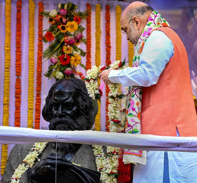 Amit Shah visits ancestral house of Rabindranath Tagore, offers floral tributes