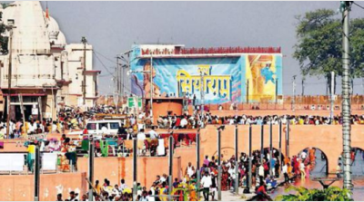 Ayodhya facade, walls painted in sync with spirituality theme