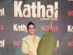 Sanya Malhotra stuns in a green pantsuit at the trailer launch of Kathal
