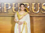 ​Kriti Sanon looks breathtaking in a 24-carat gold printed saree at the trailer launch of Adipurush