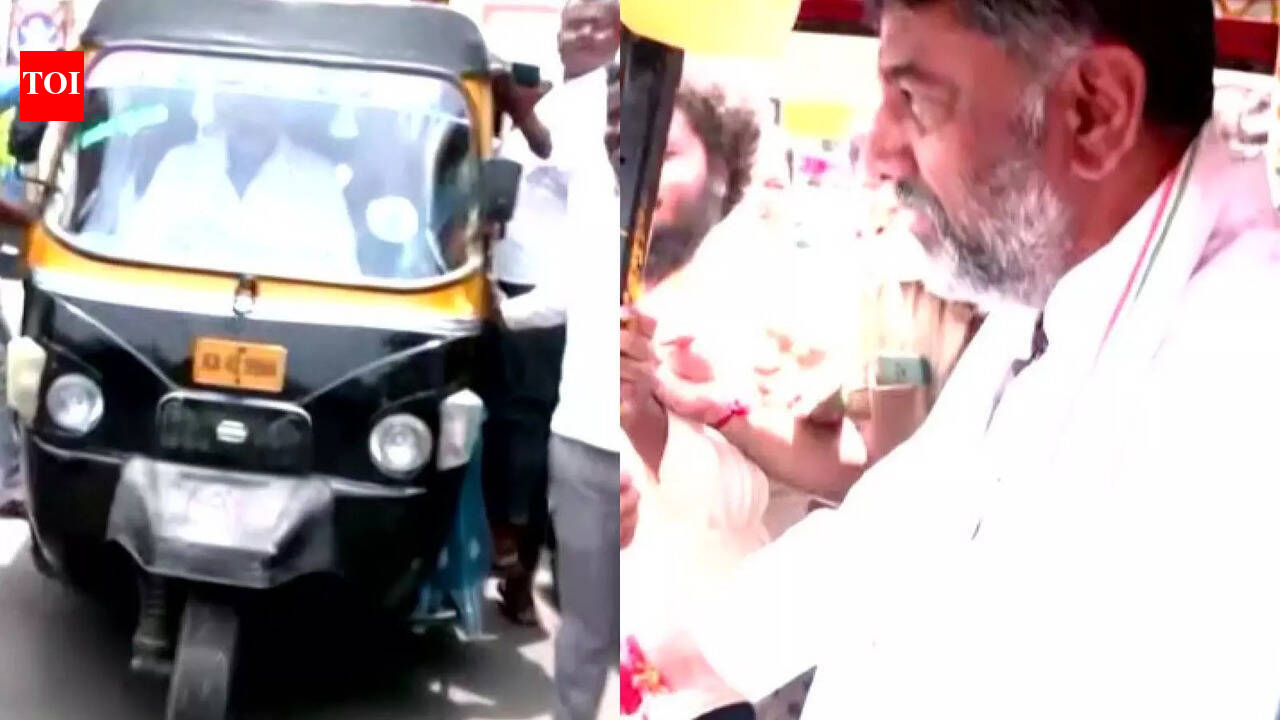 Karnataka Congress President DK Shivakumar drives auto rickshaw in ...