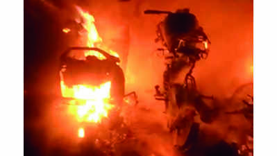 6 two-wheelers gutted at Hbj building