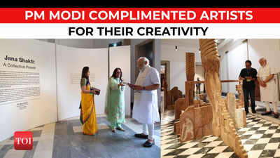 PM Modi visits Jana Shakti exhibition, lauds artists for their creative works inspired by Mann Ki Baat