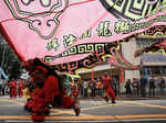 Parade celebrating Tin Hau festival in Hong Kong