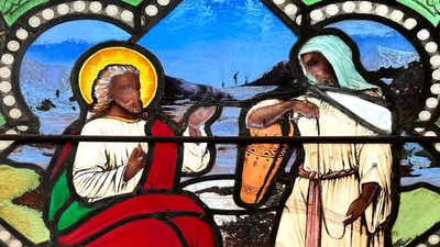Stained glass window shows Jesus Christ with dark skin, stirring questions about race in New England
