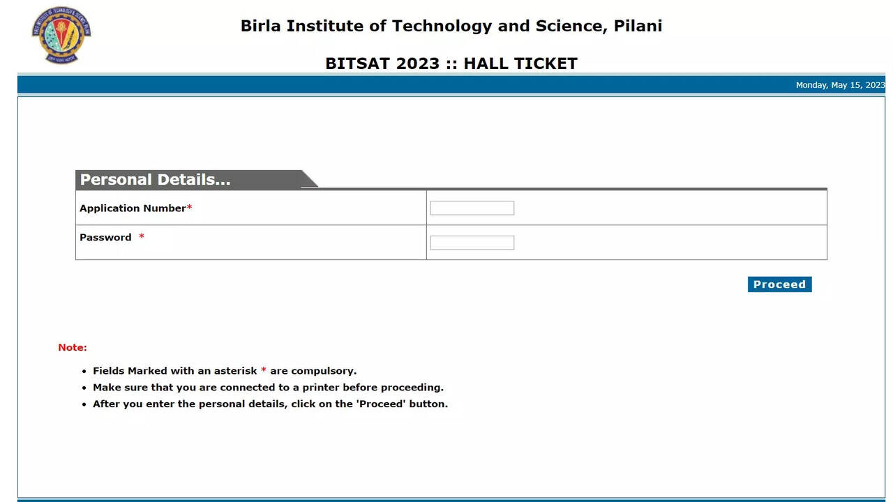 BITSAT Admit Card 2023: BITSAT Admit Card 2023 released on  bitsadmission.com, download link here - Times of India