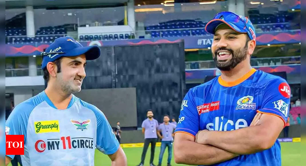 Watch: How Gautam Gambhir and Rohit Sharma greeted each other ahead of LSG-MI IPL 2023 match | Cricket News – Times of India