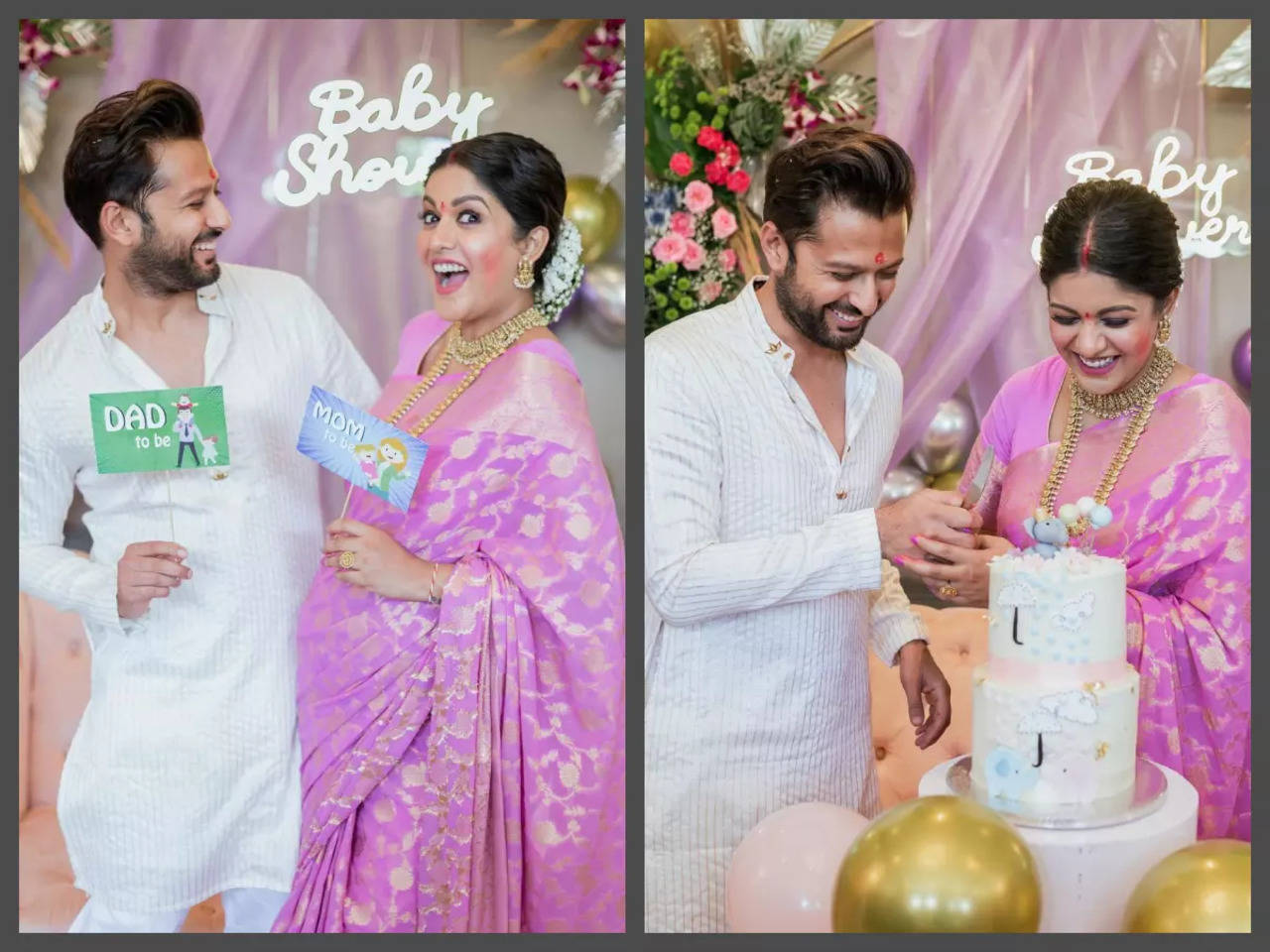 Ishita Dutta looks radiant in a pink saree at her traditional baby Kajol, Tanushree Dutta attend - See inside photos | Hindi Movie News - Times of India