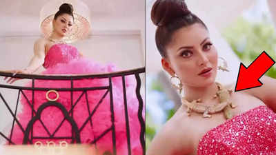 Urvashi Rautela dazzles in floor-length gown with ruffles at Cannes, actress' lizard necklace grabs attention- WATCH it