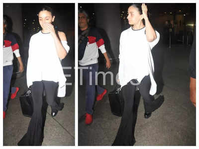 Alia Bhatt nails airport style in flared pants and roomy top