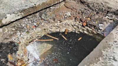How water is going down the drain near Qutub Minar, literally