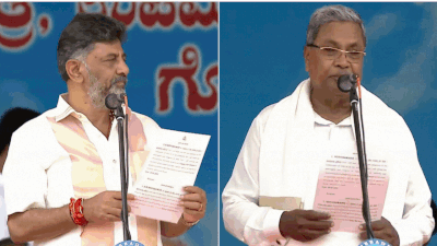 Siddaramaiah takes oath as Karnataka chief minister, DK Shivakumar as deputy CM amid opposition show of strength