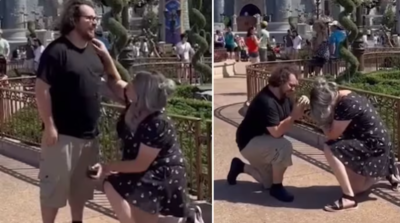 Look out for the plot twist when a woman proposed to her boyfriend in Disneyland