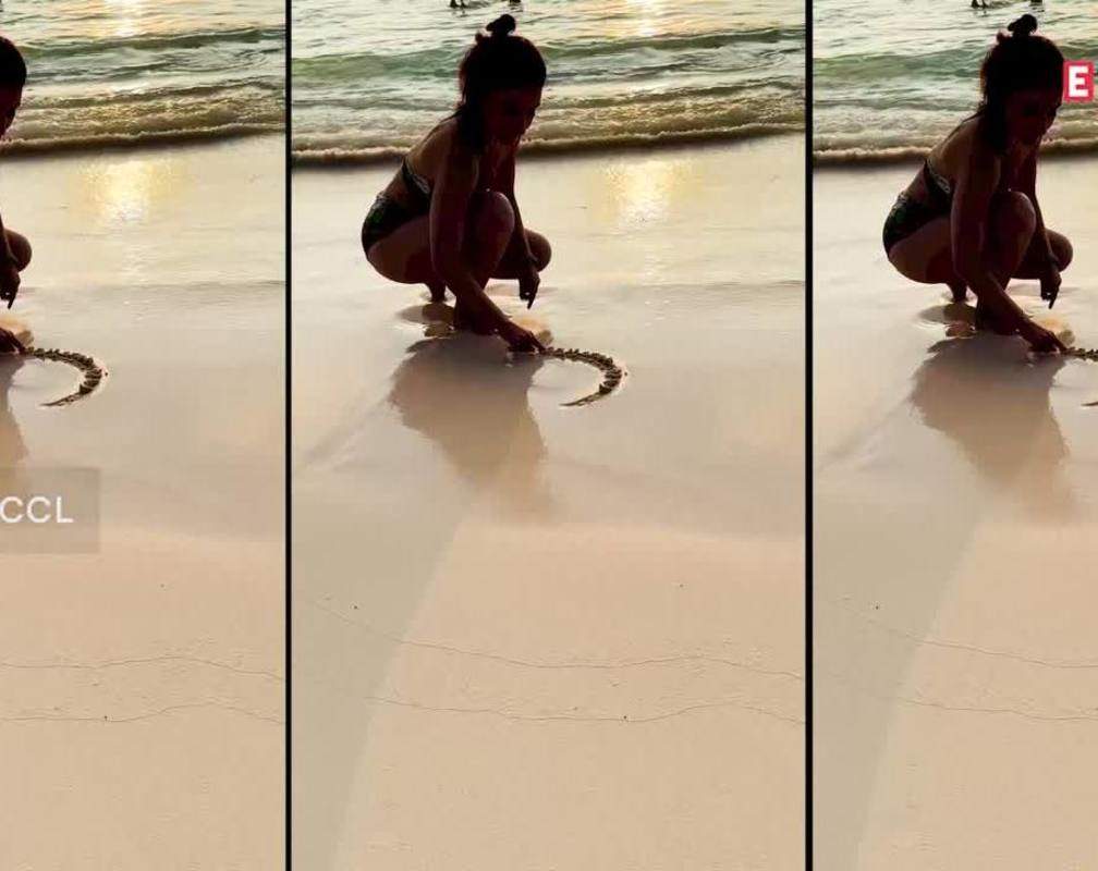 
Soha Ali Khan's video drawing a heart on sand with sea and sunset in the backdrop is all things love
