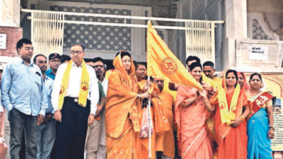 Congress govt in Rajasthan hoists ‘Om’ flags on all temples funded by state