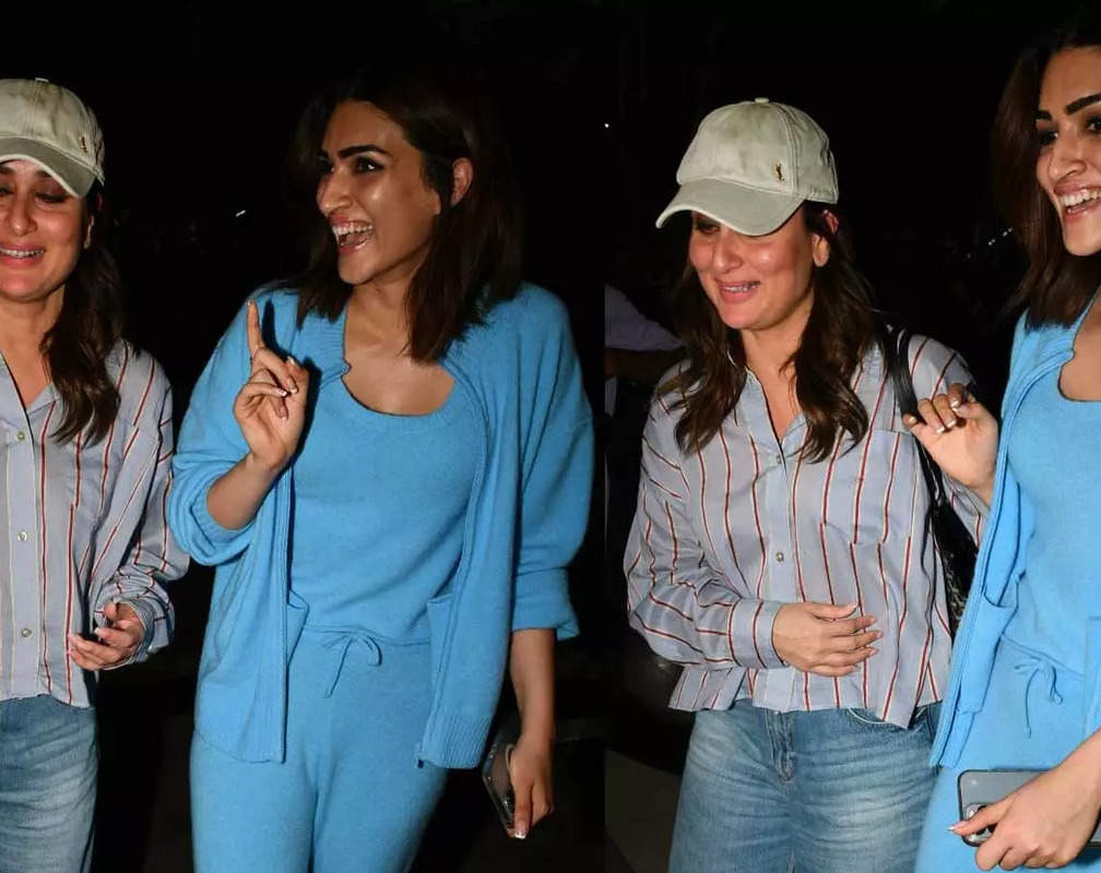 
'Saath main, saath main' - Paps request Kareena Kapoor and Kriti Sanon to pose together at the airport, actresses oblige
