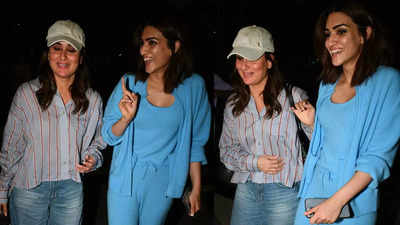 'Saath main, saath main' - Paps request Kareena Kapoor and Kriti Sanon to pose together at the airport, actresses oblige