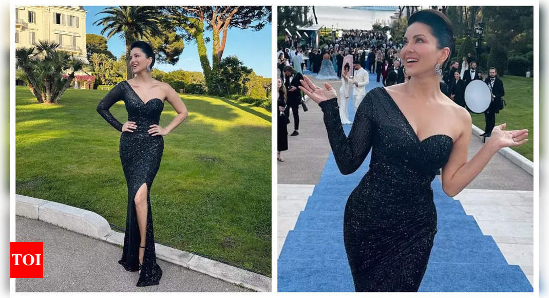 Sunny Leone dishes out dreamy goals in a shimmering black gown at Cannes 2023 | Hindi Movie News