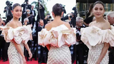 Anushka Sharma makes her Cannes debut wearing an off-shoulder Richard Quinn couture gown