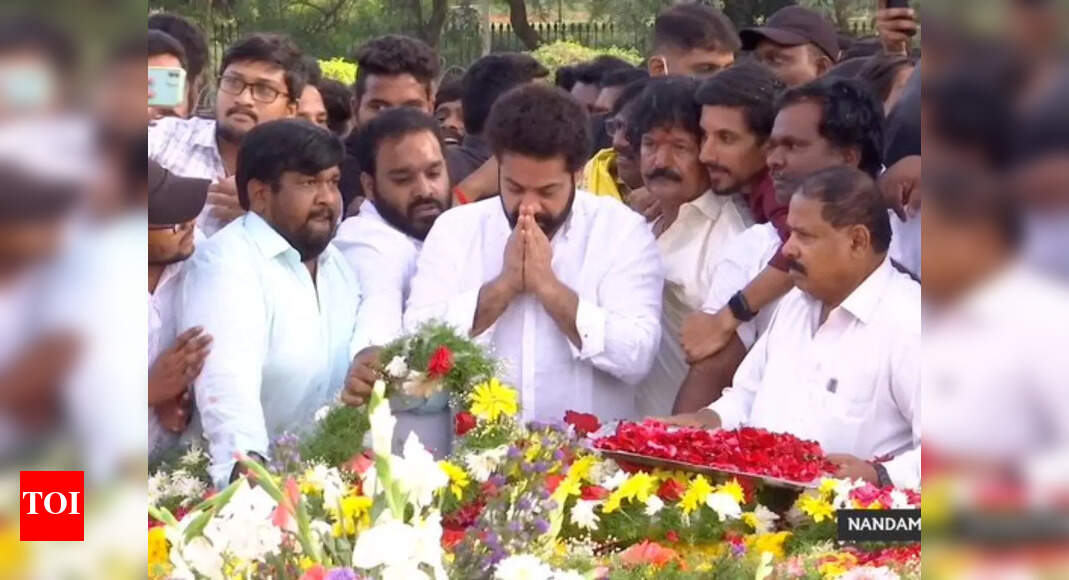 Watch: Fans outrage as Jr NTR faces mob at NTR Ghat on Nandamuri Taraka ...
