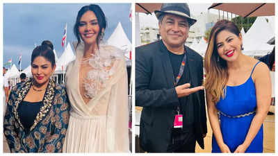 Komal Thacker strikes a glamorous pose with filmmaker Pan Nalin, Esha Gupta, and star-studded celebs at Cannes 2023