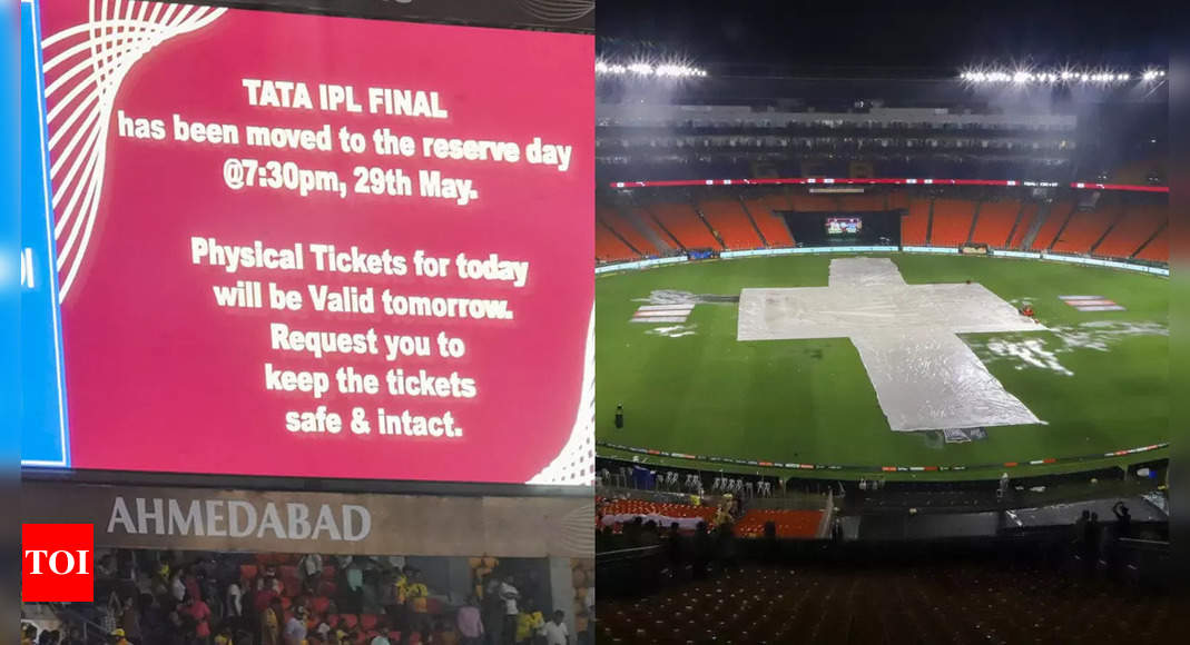 CSK vs GT, IPL 2023 Final: Relentless rain moves final between Chennai Super Kings and Gujarat Titans to reserve day | Cricket News – Times of India