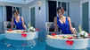 Palak Tiwari poses with her floating breakfast in a blue monokini; fans say 'Omg you're so hot'