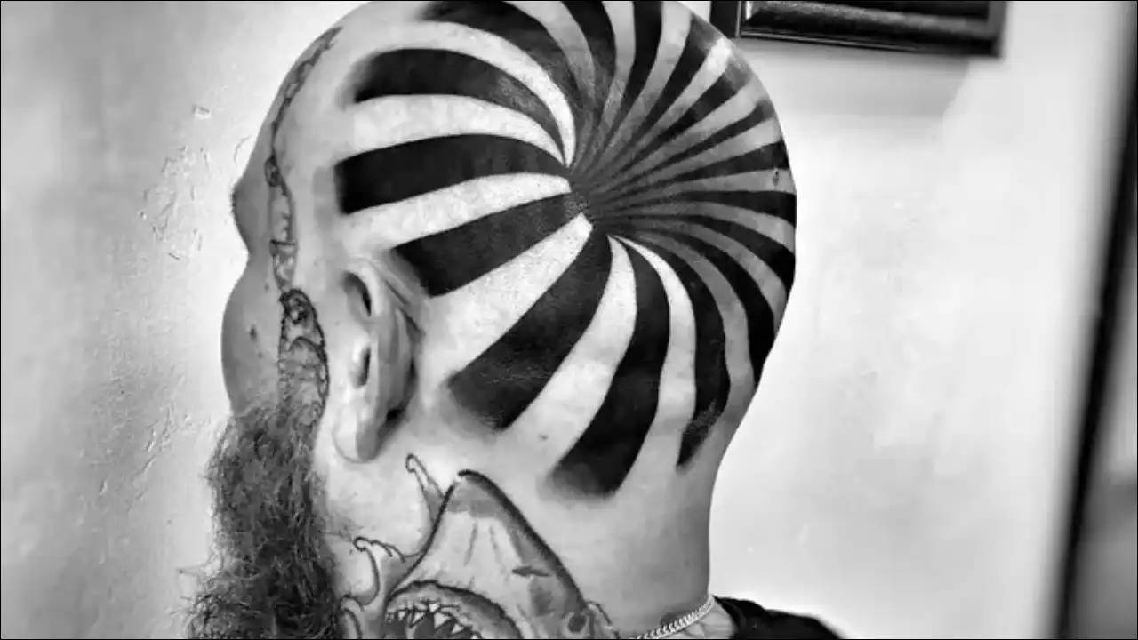 Optical illusion Mans tattoo looks like he has a hole in his head  Times  of India