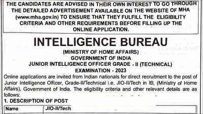 IB Recruitment 2023: Application for 797 JIO Positions to begin on June 23, details here