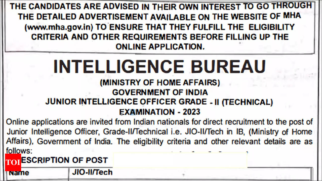 IB Recruitment 2023: Application for 797 JIO Positions to begin on 