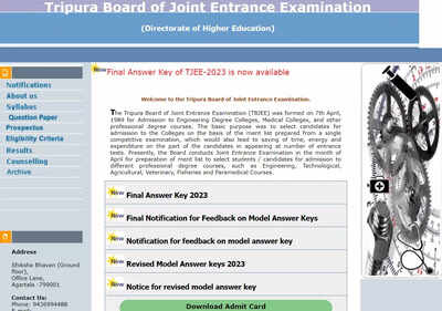 TJEE 2023 final answer key out at tbjee.nic.in, download link here