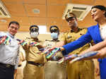 ​Mumbai Police officials gather to take a pledge against tobacco consumption