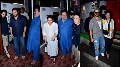 Saif Ali Khan, Kareena Kapoor, Karisma Kapoor, Kunal Kapoor step out for a family dinner