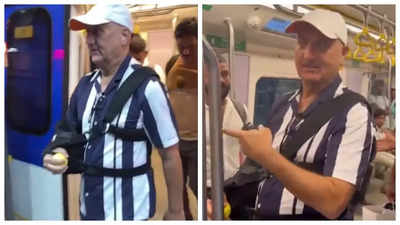 Anupam Kher travels in a Metro train, poses for selfie with fans
