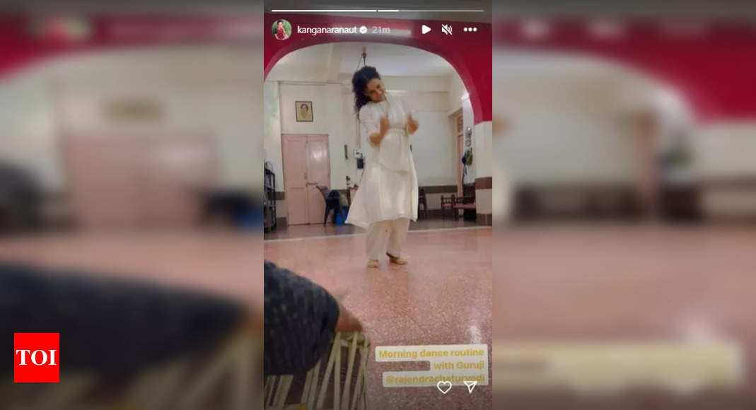 Kangana Ranaut dzieli się spojrzeniem na swój poranny układ taneczny |  Hinduski film informacyjny