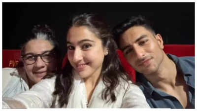 Sara Ali Khan watches 'Zara hatke Zara Bachke' with mom Amrita Singh and brother Ibrahim Ali Khan: 'Sunday spent sahparivaar in the cinema' - See photo