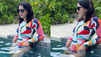 Sunny Leone enjoys rain while posing poolside in a multi-coloured monokini