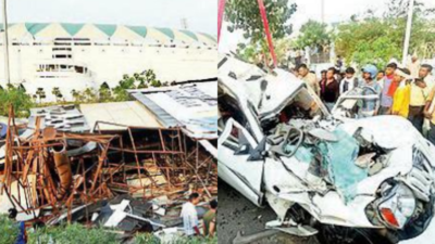 Hoarding crashes on car near Ekana Stadium in Lucknow, mom & girl killed
