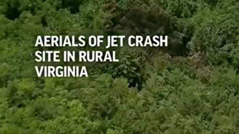 Aerial video shows jet crash site in rural Virginia