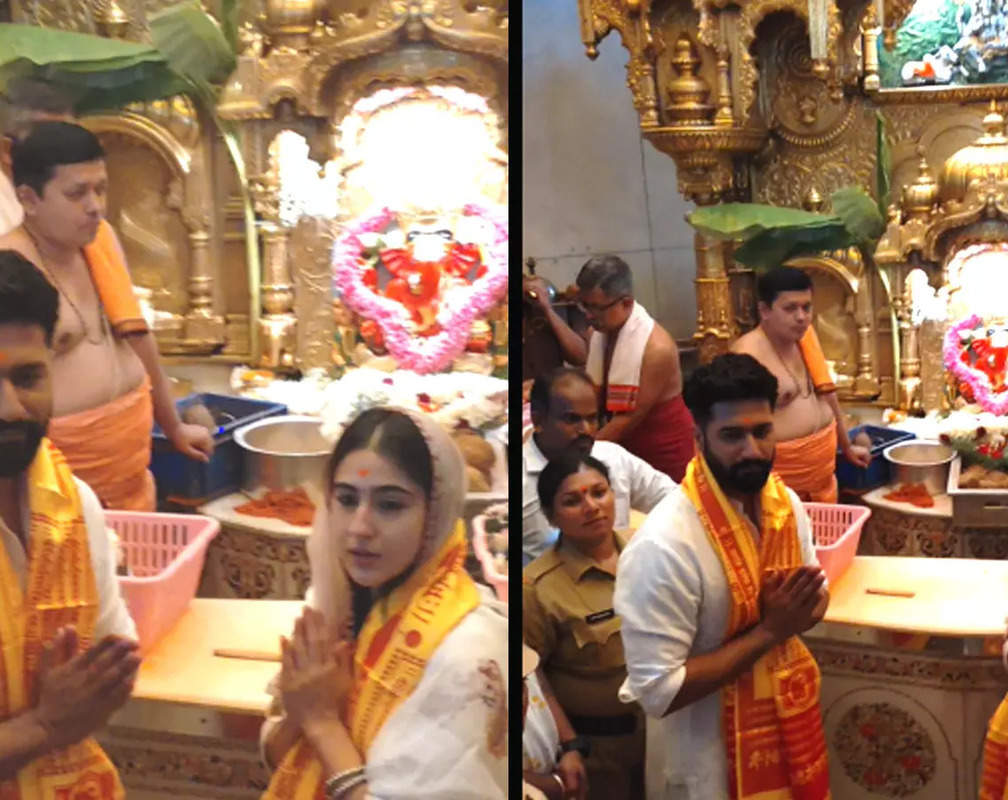 
Sara Ali Khan and Vicky Kaushal visit Siddhivinayak Temple in Mumbai
