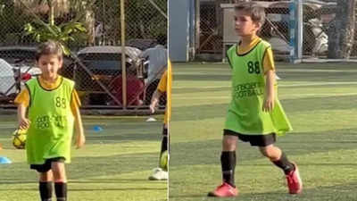 CUTENESS ALERT! Taimur Ali Khan wears football jersey, gets spotted playing with his friends in THIS VIRAL video