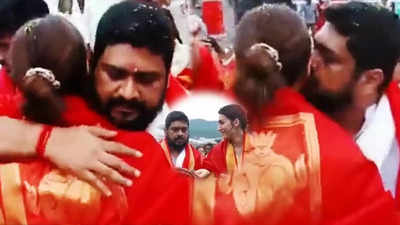 Adipurush director Om Raut gives goodbye kiss to Kriti Sanon inside Tirupati temple premises, gets criticised