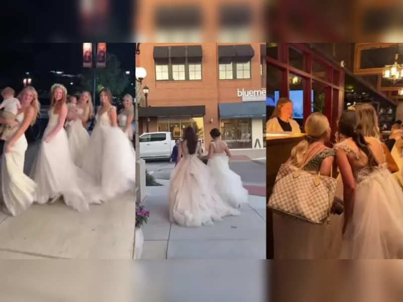 Texas ladies step out in wedding dresses for dinner