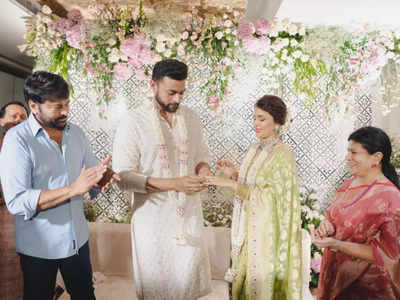 Pics: Chiranjeevi and Pawan Kalyan bless Varun Tej and Lavanya Tripathi at engagement ceremony
