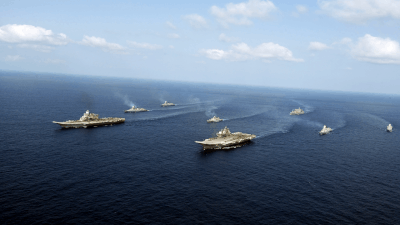Navy conducts mega operation involving two aircraft carriers, over 35 combat planes