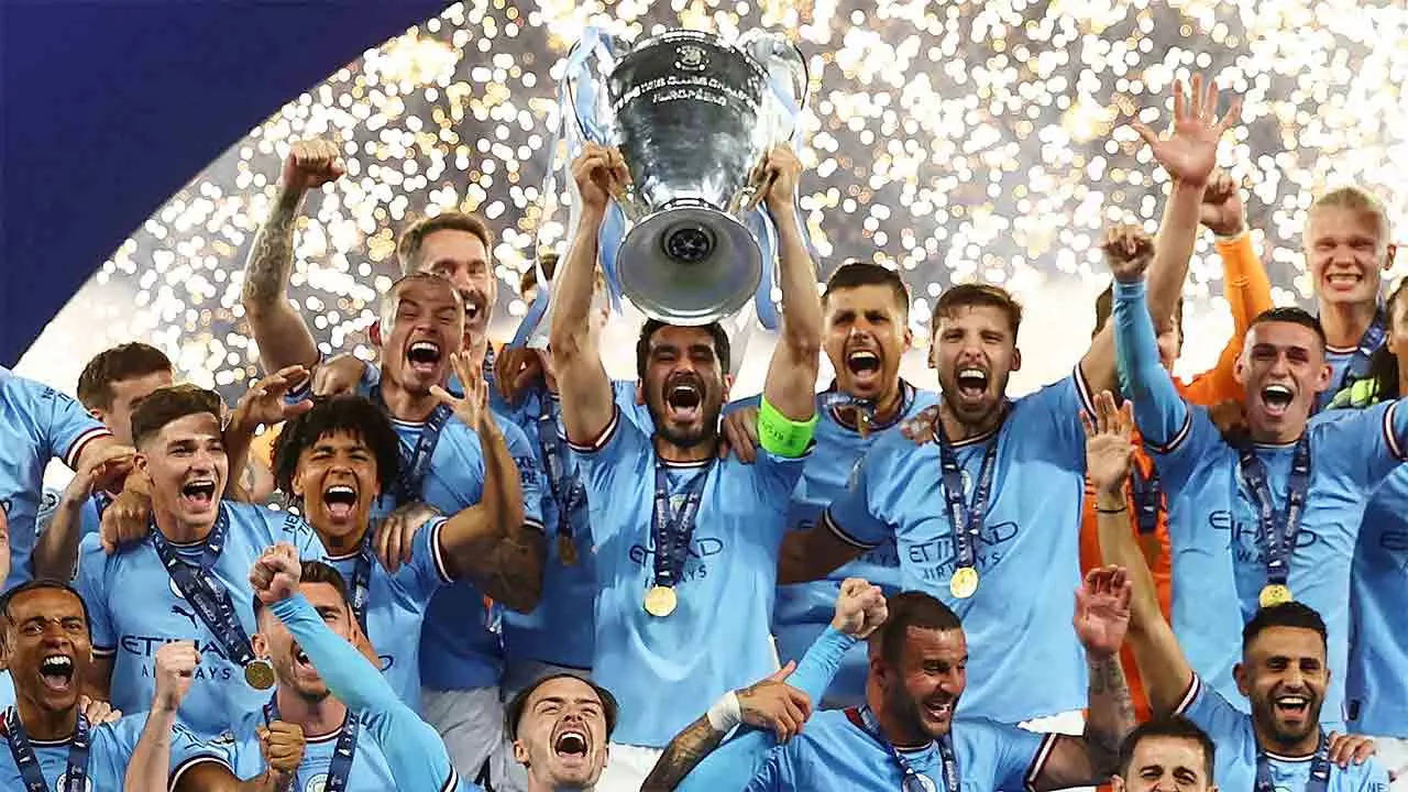 Manchester City complete rare treble in football | Football News - Times of  India