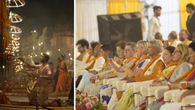 Jaishankar, G20 delegates experience Varanasi culture, attend Ganga Aarti at Varanasi's Dashashwamedh Ghat